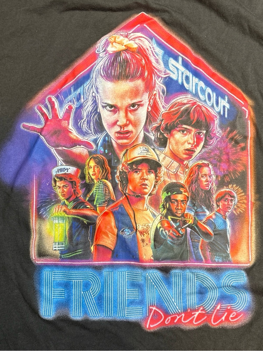 Netflix Black Stranger Things 'Friends Don't Lie' Cast Graphic Tee